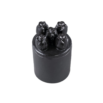 Krystine Black Round Ceramic Pot With Tulips Top PTMD