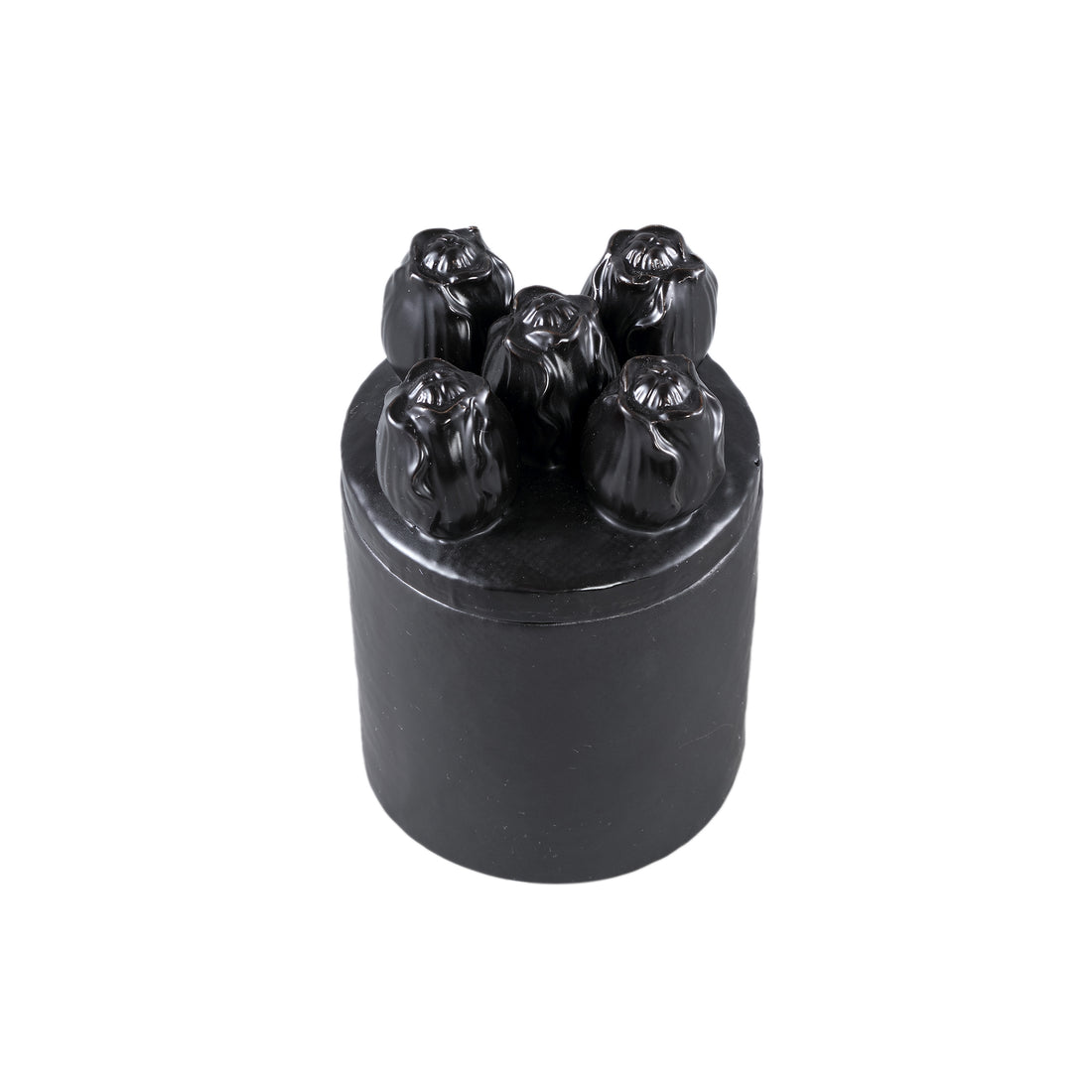 Krystine Black Round Ceramic Pot With Tulips Top PTMD