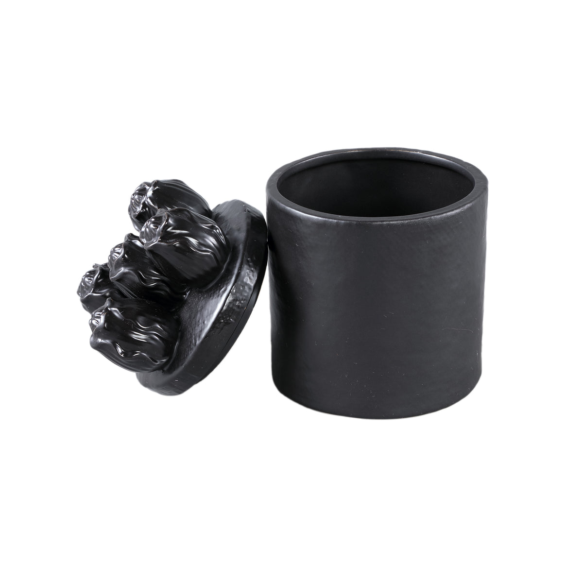 Krystine Black Round Ceramic Pot With Tulips Top PTMD