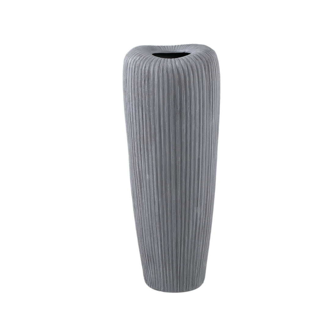 Zinet Grey Round Ceramic Pot With Lines L 17.5 x H45cm PTMD
