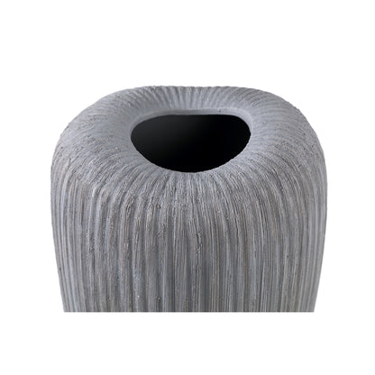 Zinet Grey Round Ceramic Pot With Lines L 17.5 x H45cm PTMD