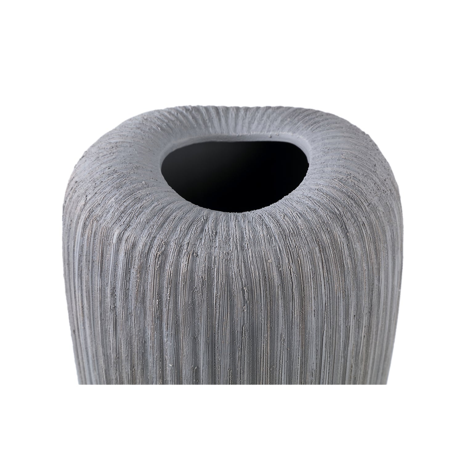Zinet Grey Round Ceramic Pot With Lines L 17.5 x H45cm PTMD