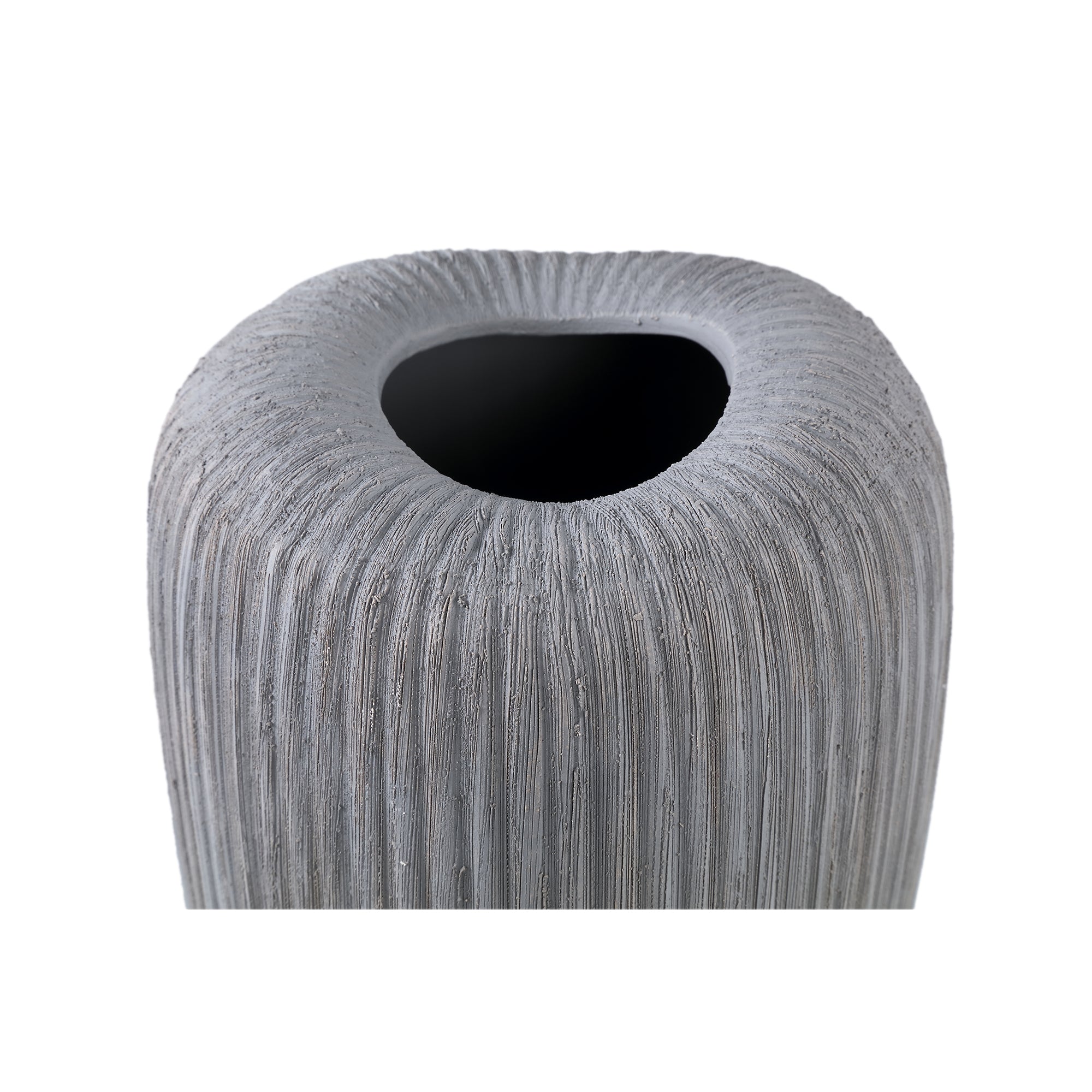 Zinet Grey Round Ceramic Pot With Lines L 17.5 x H45cm PTMD