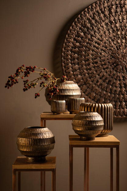 Cherith Bronze Round Ceramic Pot Ribbed L Dia34x30cm PTMD