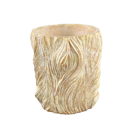 Alexio Cream Round Cement Pot Wavy Lines Low XL Ø30xH30cm PTMD