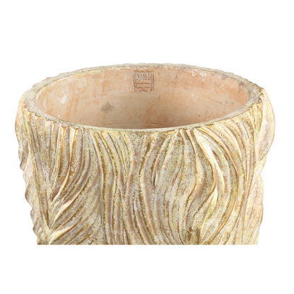 Alexio Cream Round Cement Pot Wavy Lines Low XXL Ø40cmxH40cm PTMD