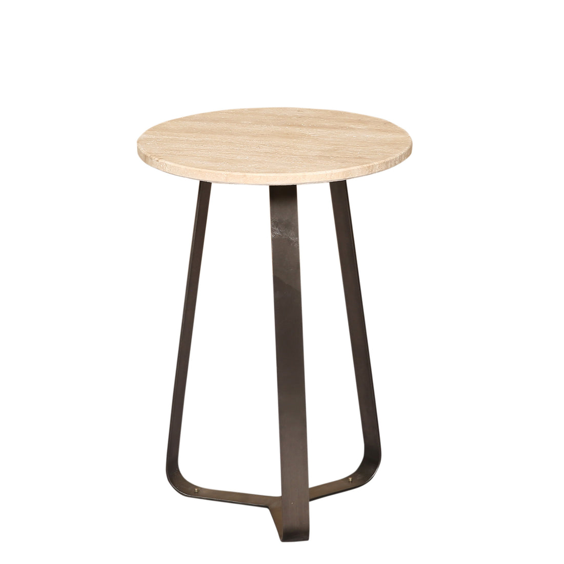 Bijzettafel Micka Zwart Travertine Rond Small PTMD