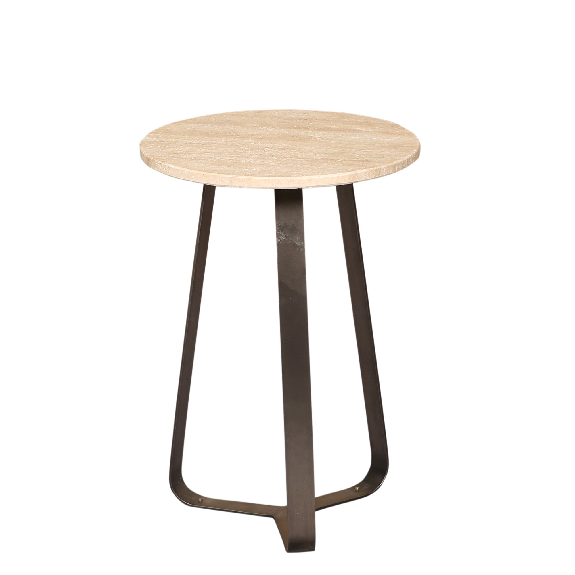 Bijzettafel Micka Zwart Travertine Rond Small PTMD