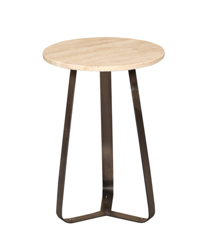 Bijzettafel Micka Zwart Travertine Rond Small PTMD