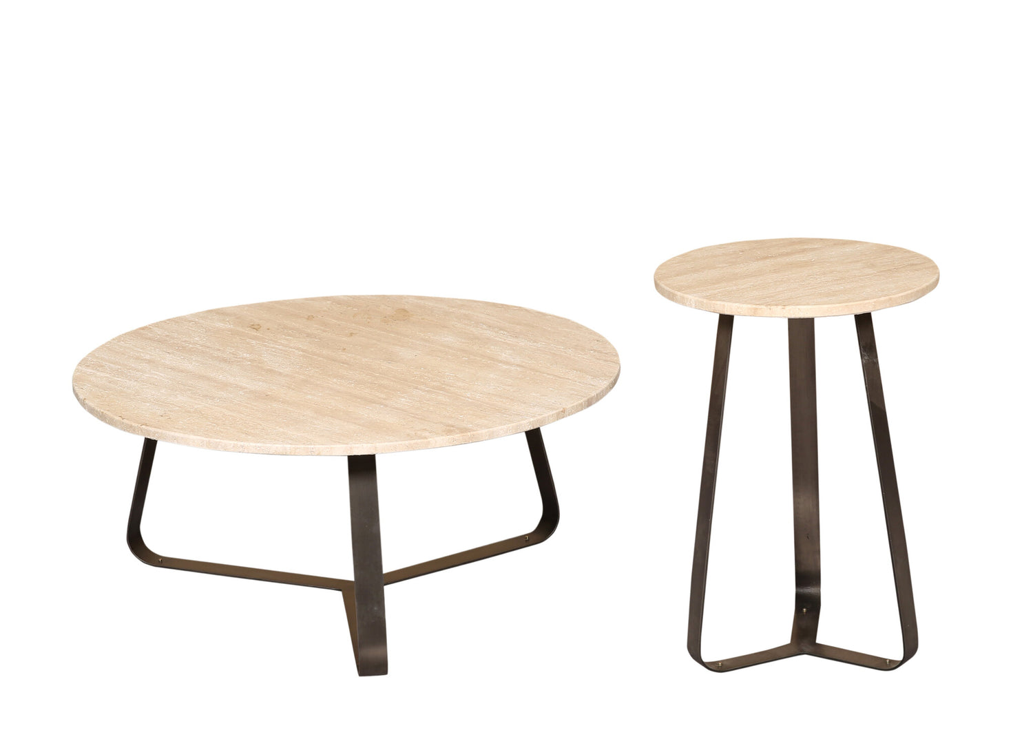 Bijzettafel Micka Zwart Travertine Rond Small PTMD