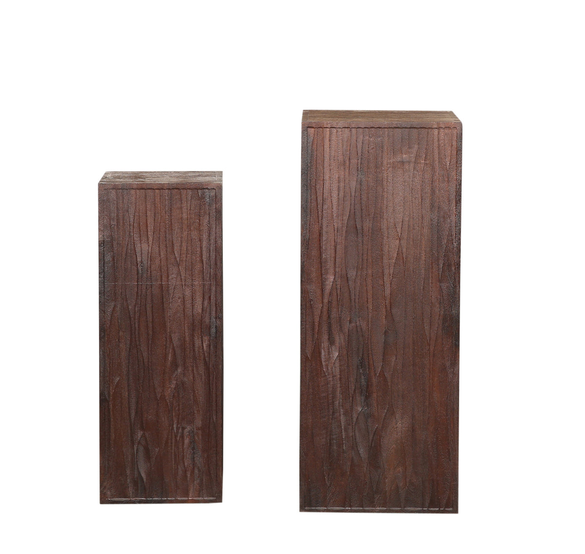 Riko Brown Mango Wood Wavy Carved Pedestal SV2 PTMD