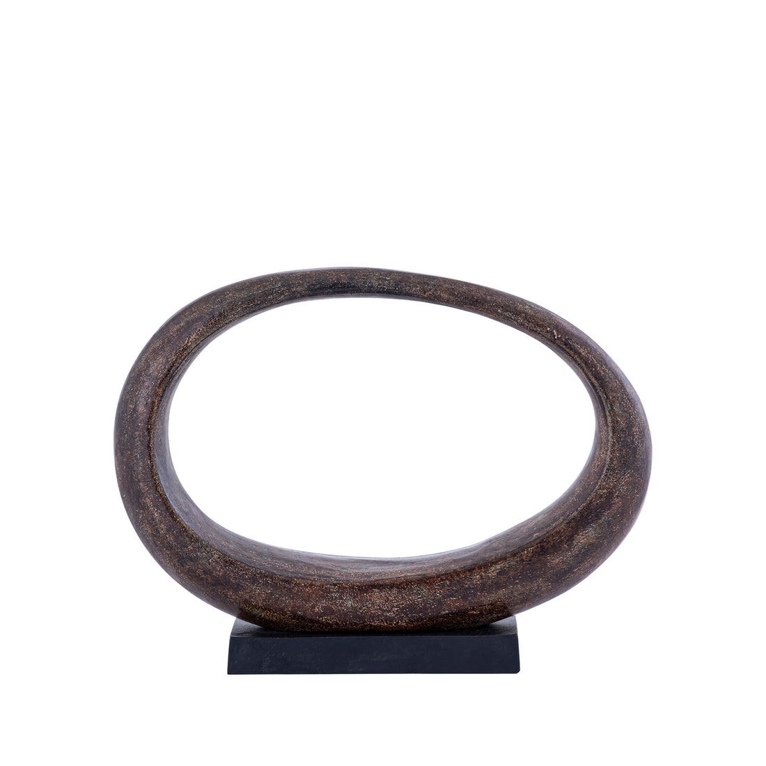 Rhubie Brown oval alu casted statue on base wide PTMD