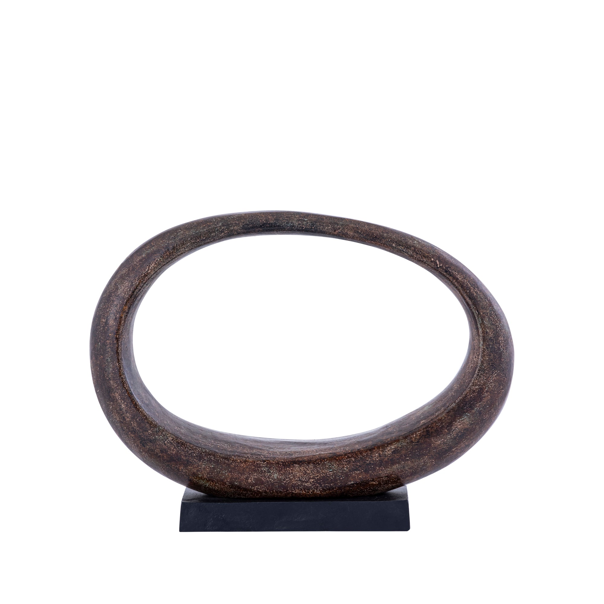 Rhubie Brown oval alu casted statue on base wide PTMD