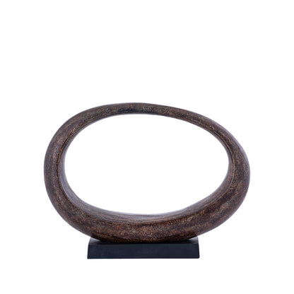 Rhubie Brown oval alu casted statue on base wide PTMD