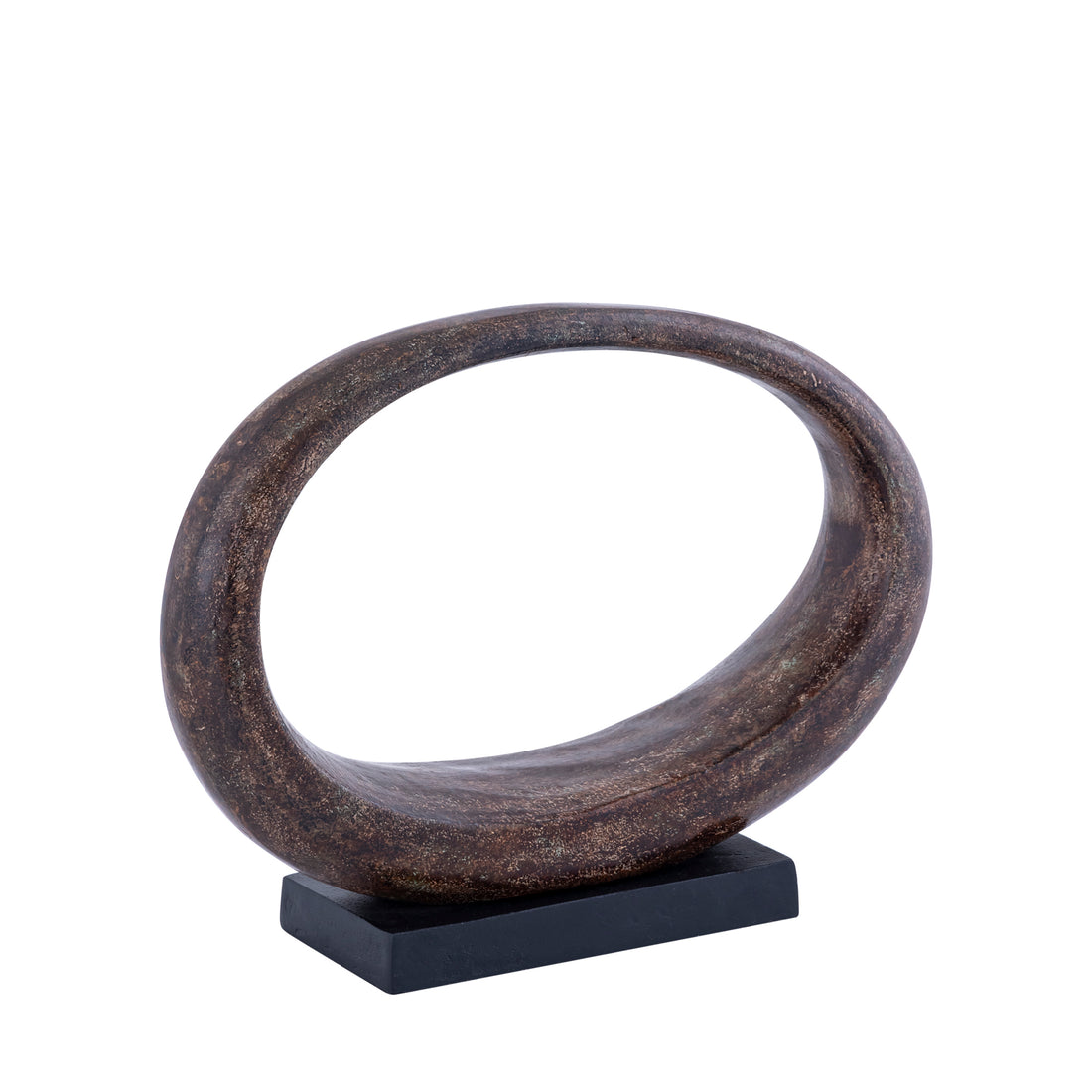 Rhubie Brown oval alu casted statue on base wide PTMD
