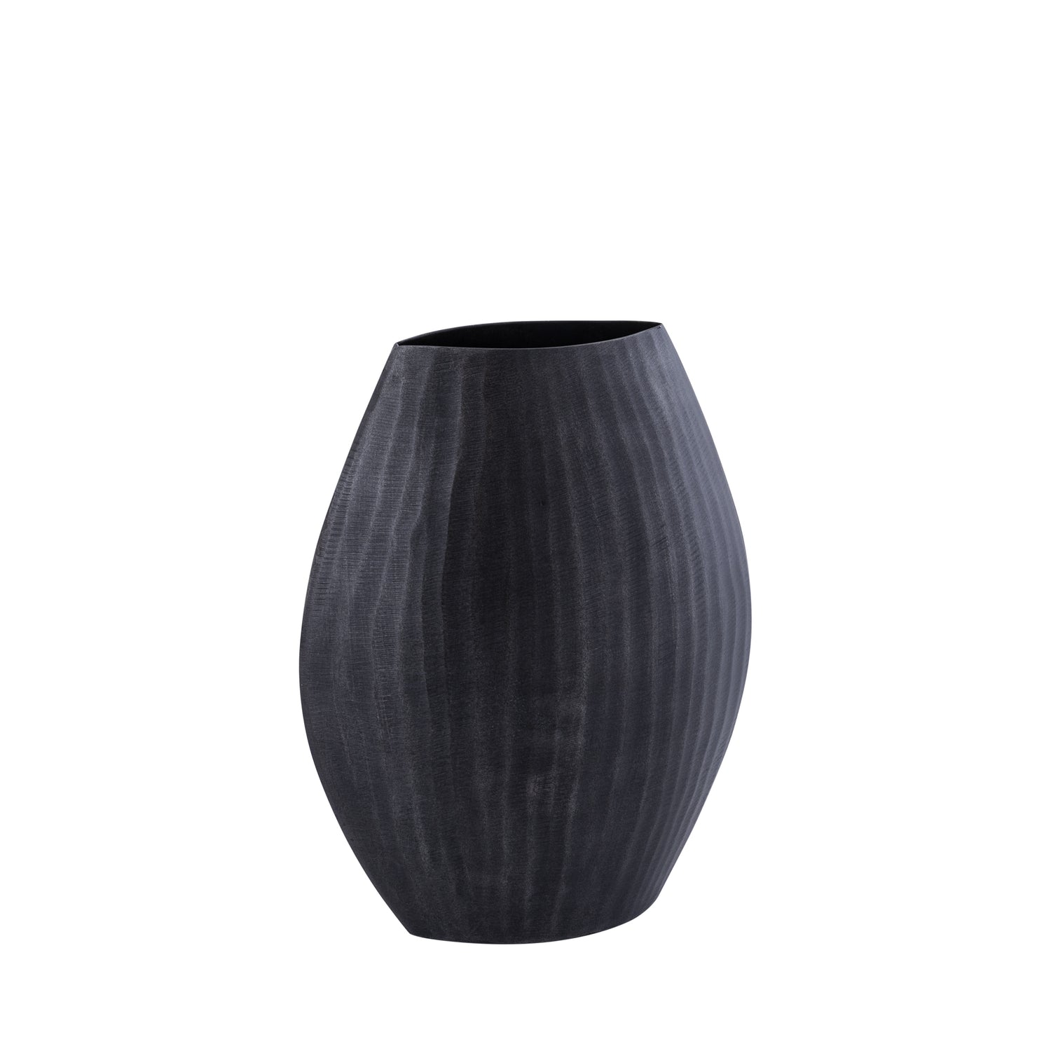 Bloempot Jowad hoog ovaal S- 25x11x31 cm - Aluminium - Grijs PTMD