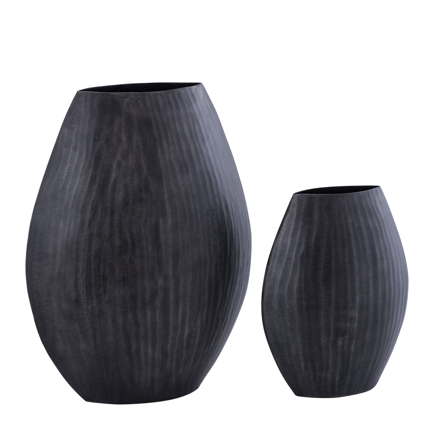 Bloempot Jowad M hoog ovaal - 35x16x46 cm - Aluminium - Grijs PTMD