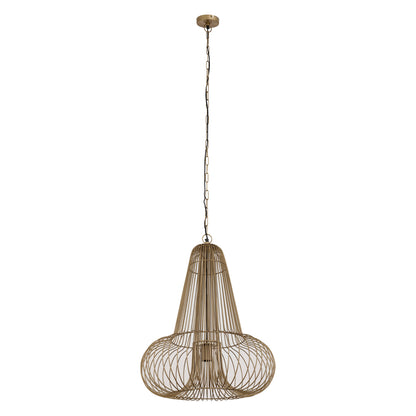 Aluesi Antique Brass Iron Wired Hanging Lamp PTMD