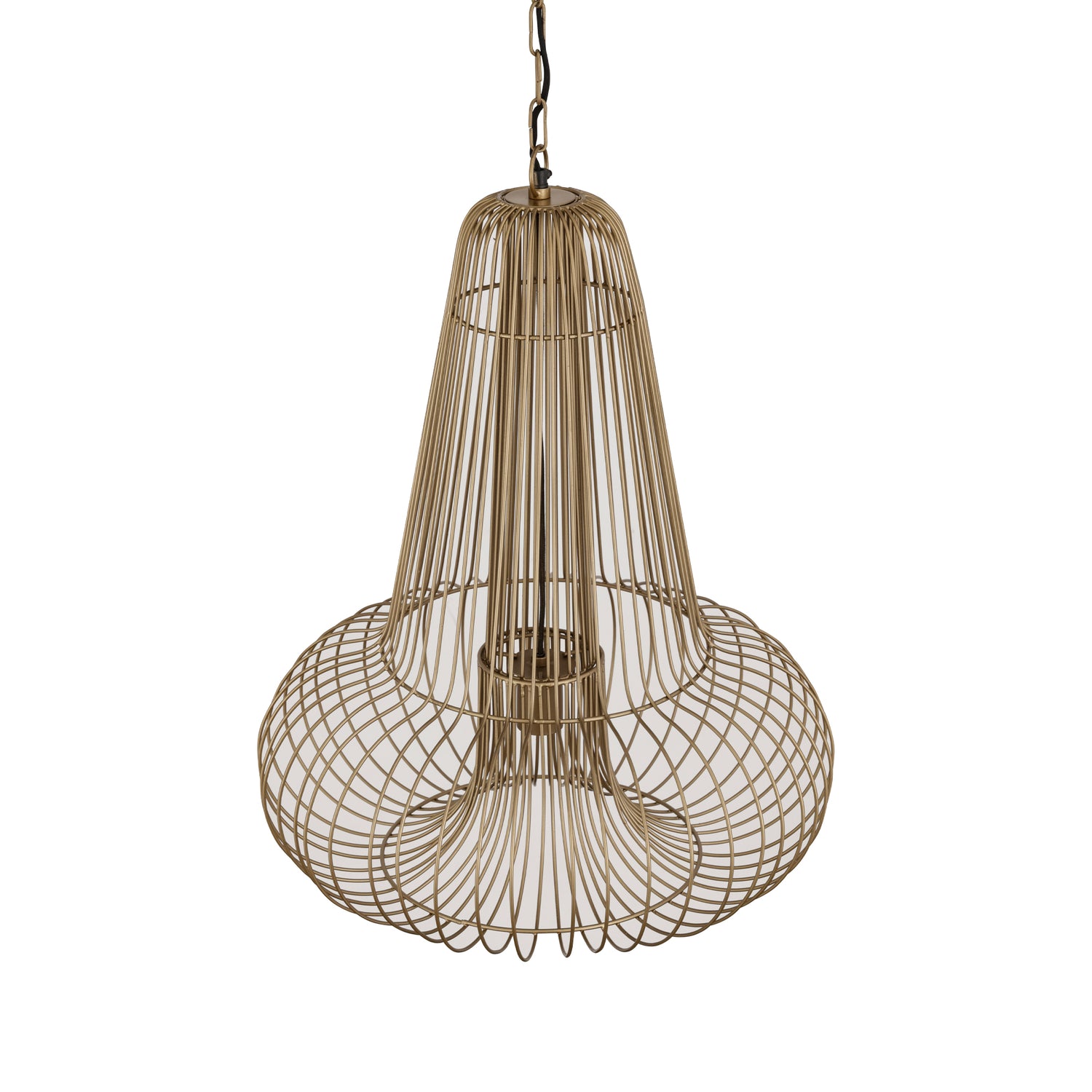Aluesi Antique Brass Iron Wired Hanging Lamp PTMD