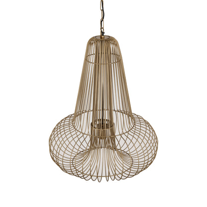 Aluesi Antique Brass Iron Wired Hanging Lamp PTMD
