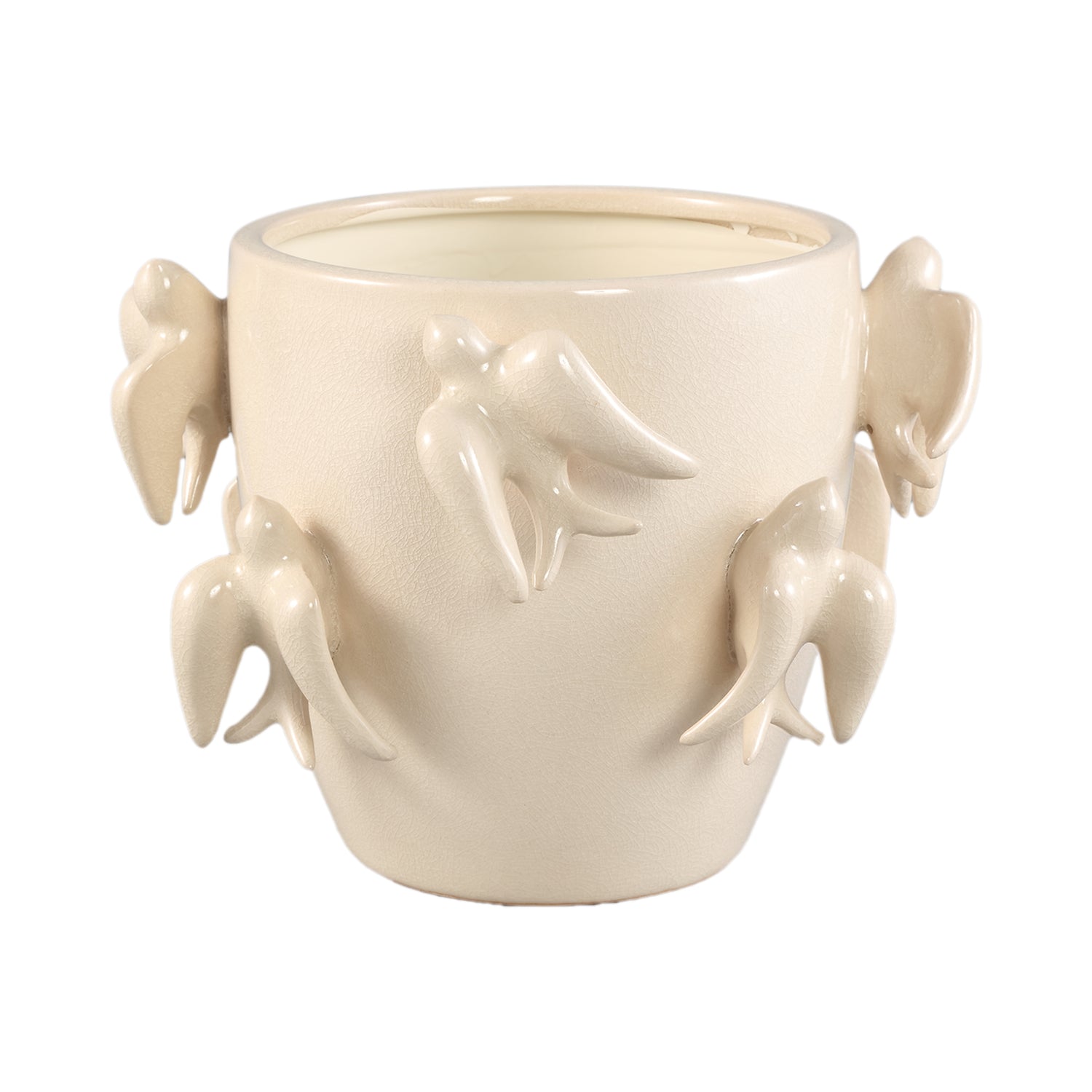 Bloempot Emmelyn - Ø26xH18 cm - Keramiek - Wit PTMD