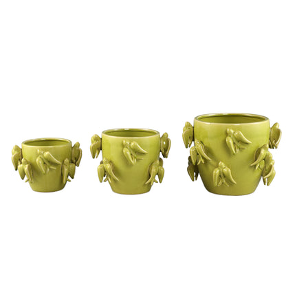 Bloempot Emmelyn - Ø30xH22 cm - Keramiek - Groen PTMD