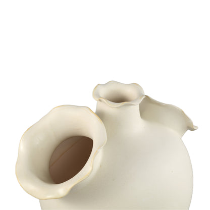 Vaas Umme Creme Rond Glanzend Keramiek Wavy Rand Large PTMD