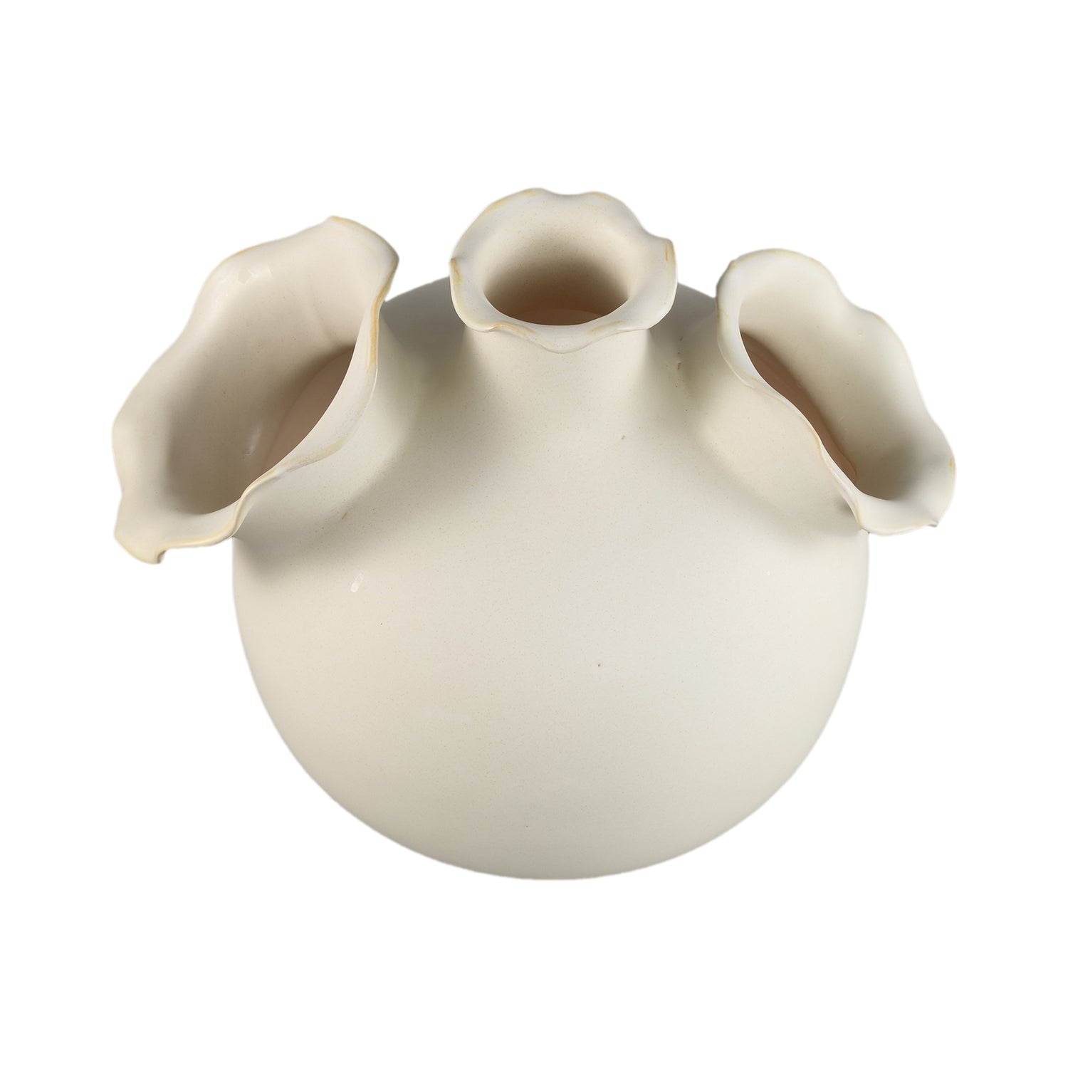 Vaas Umme Creme Rond Glanzend Keramiek Wavy Rand Large PTMD