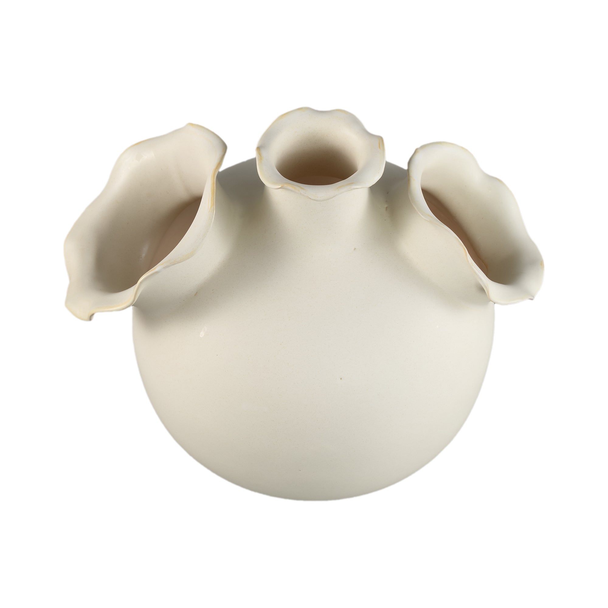 Vaas Umme Creme Rond Glanzend Keramiek Wavy Rand Large PTMD