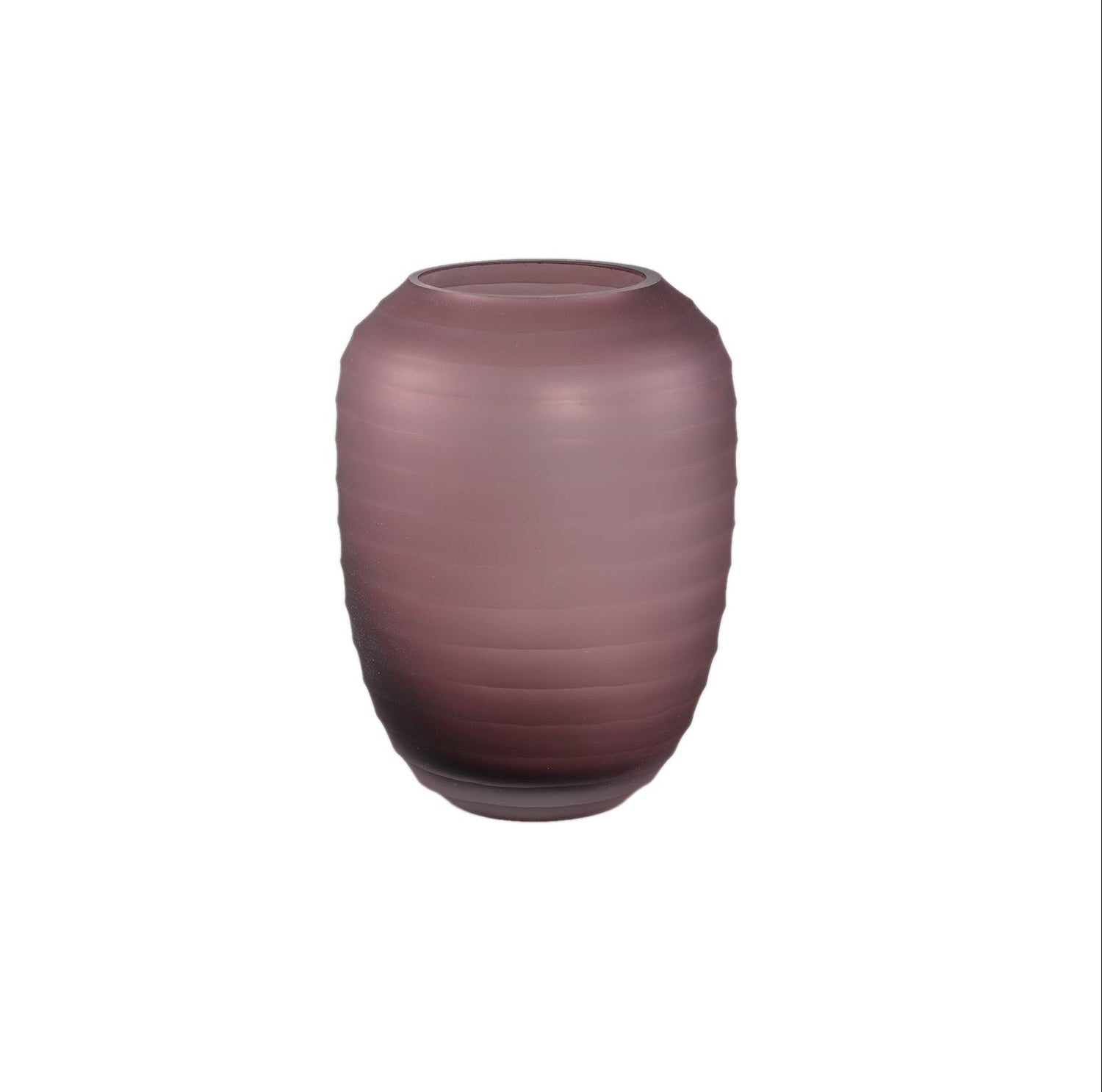 Nadah Pink Round Ribbed Glass Vase Low PTMD