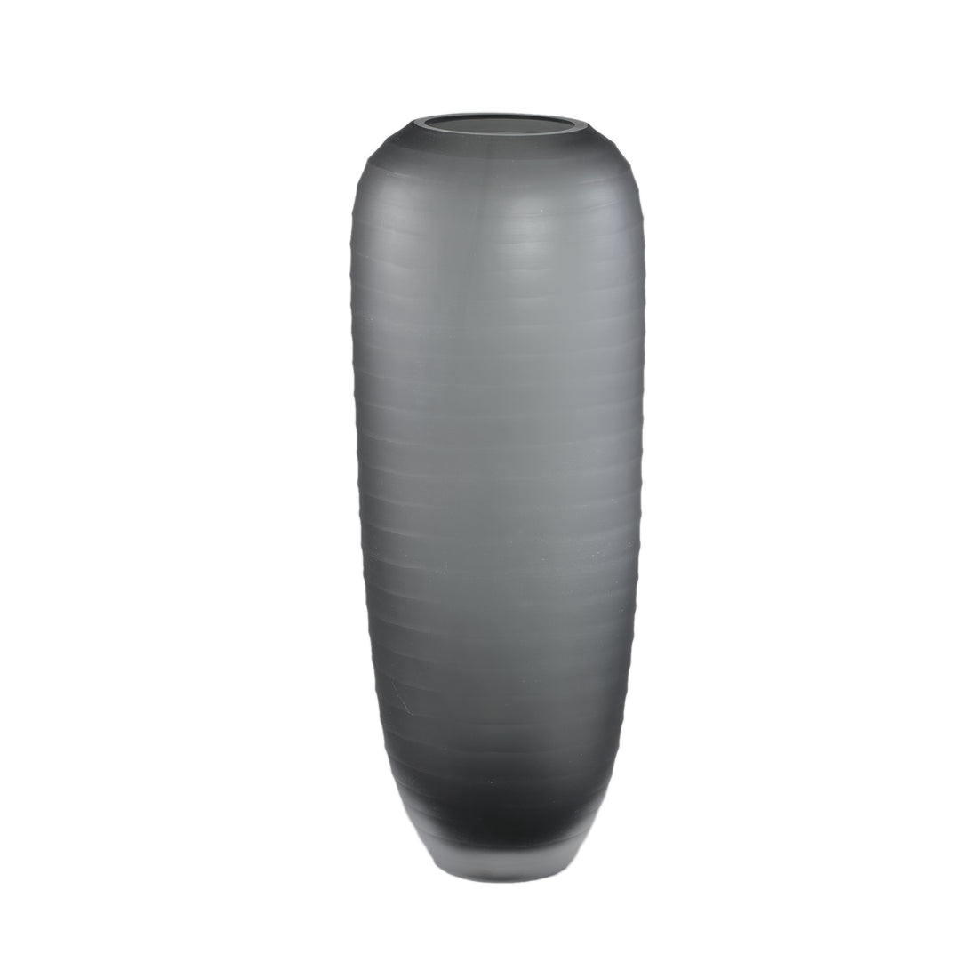 Nadah Grey Round Ribbed Glass Vase High Large PTMD