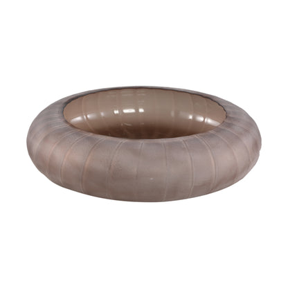 Levente Sand Carved Glass Round Bowl Ribbed PTMD