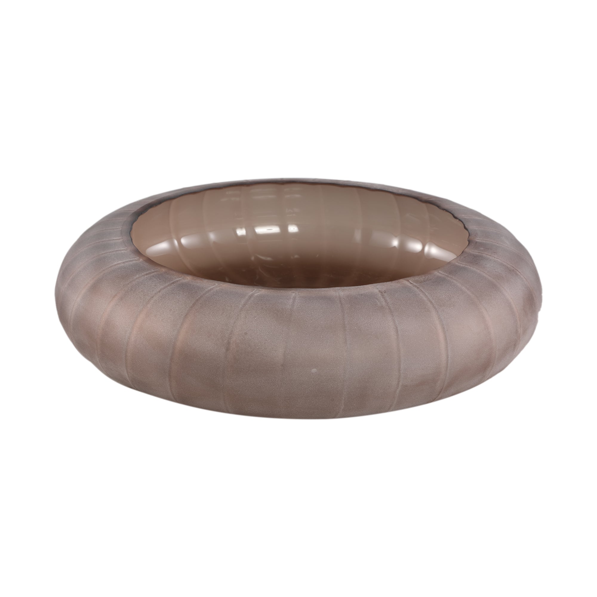 Levente Sand Carved Glass Round Bowl Ribbed PTMD