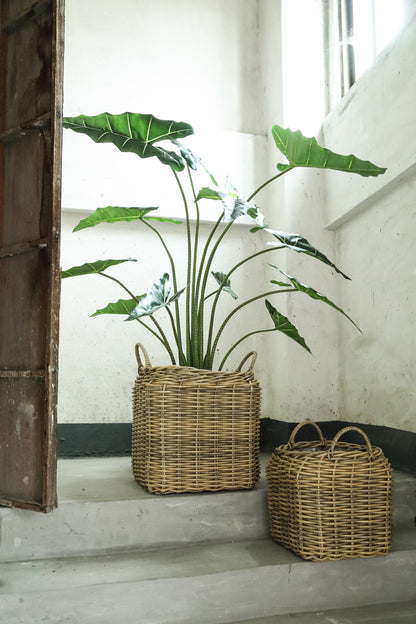 Jezzelle Natural PE Woven Basket Square Set Of 2 PTMD