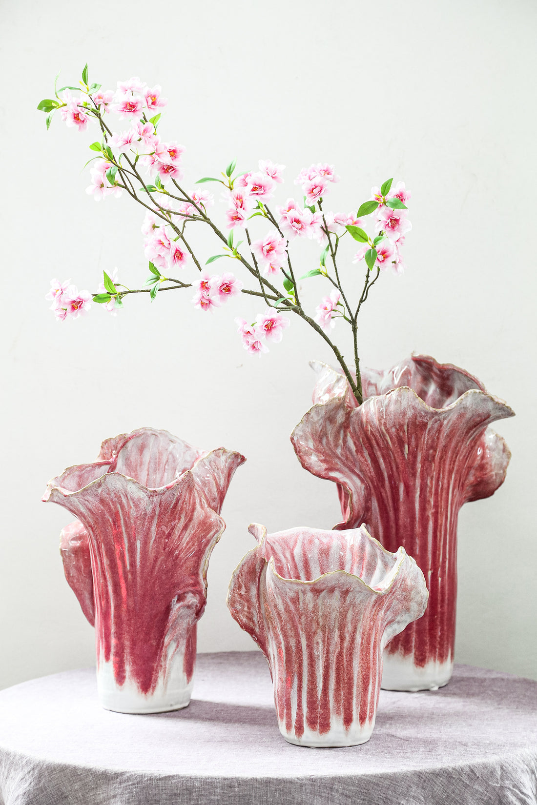 Chinese Kool Vaas Swing Roze Keramiek Small PTMD