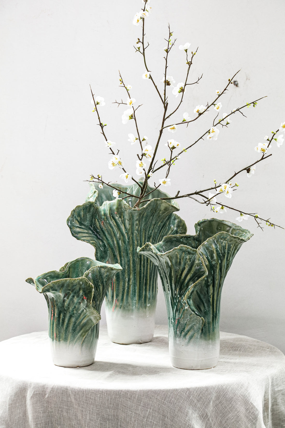 Chinese Kool Vaas Swing Groen Keramiek Medium PTMD