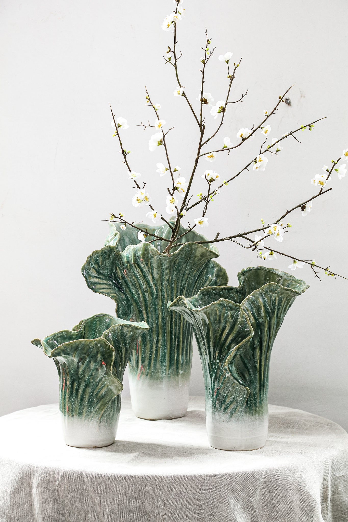 Chinese Kool Vaas Swing Groen Keramiek Medium PTMD