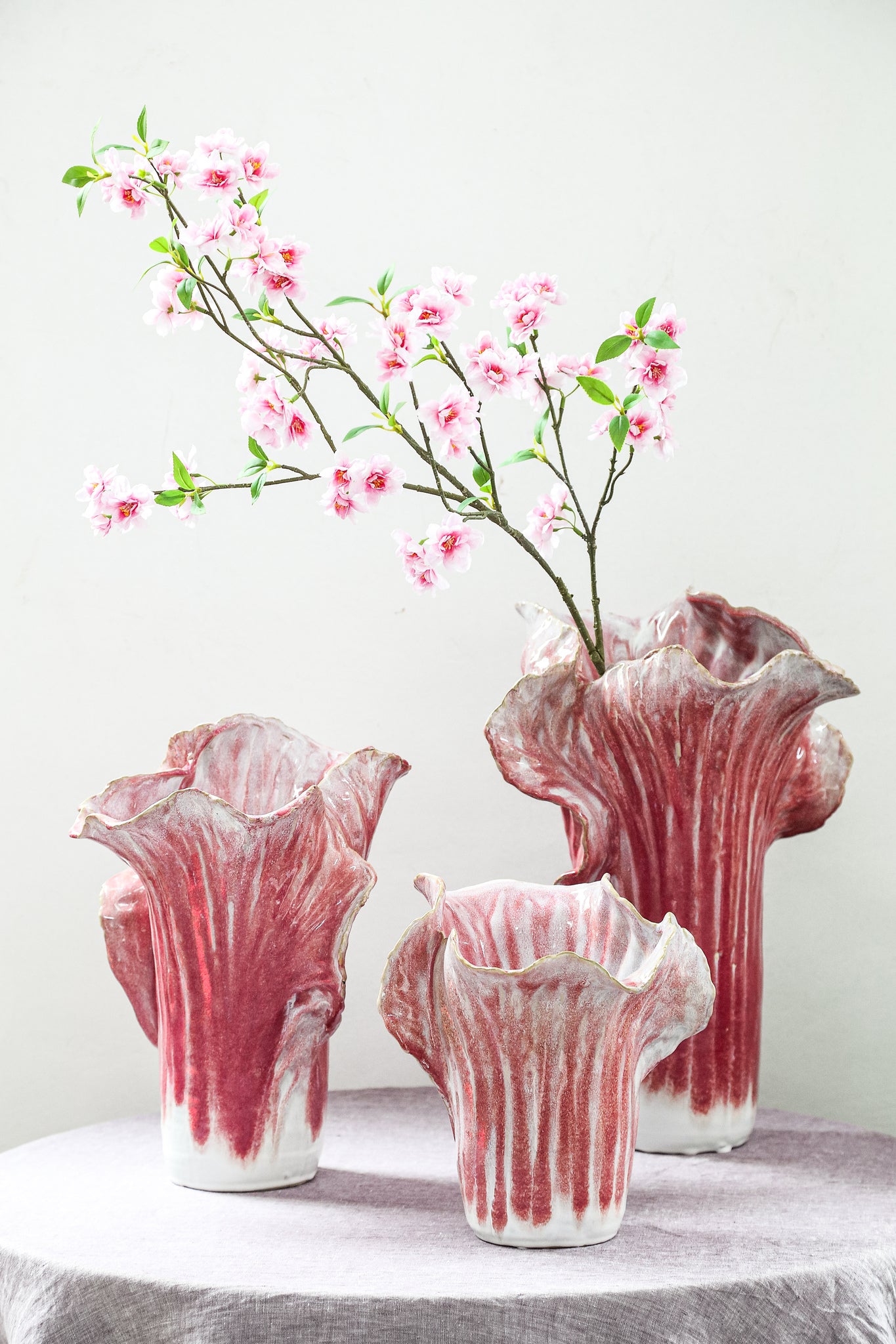 Chinese Kool Vaas Swing Roze Keramiek Medium PTMD