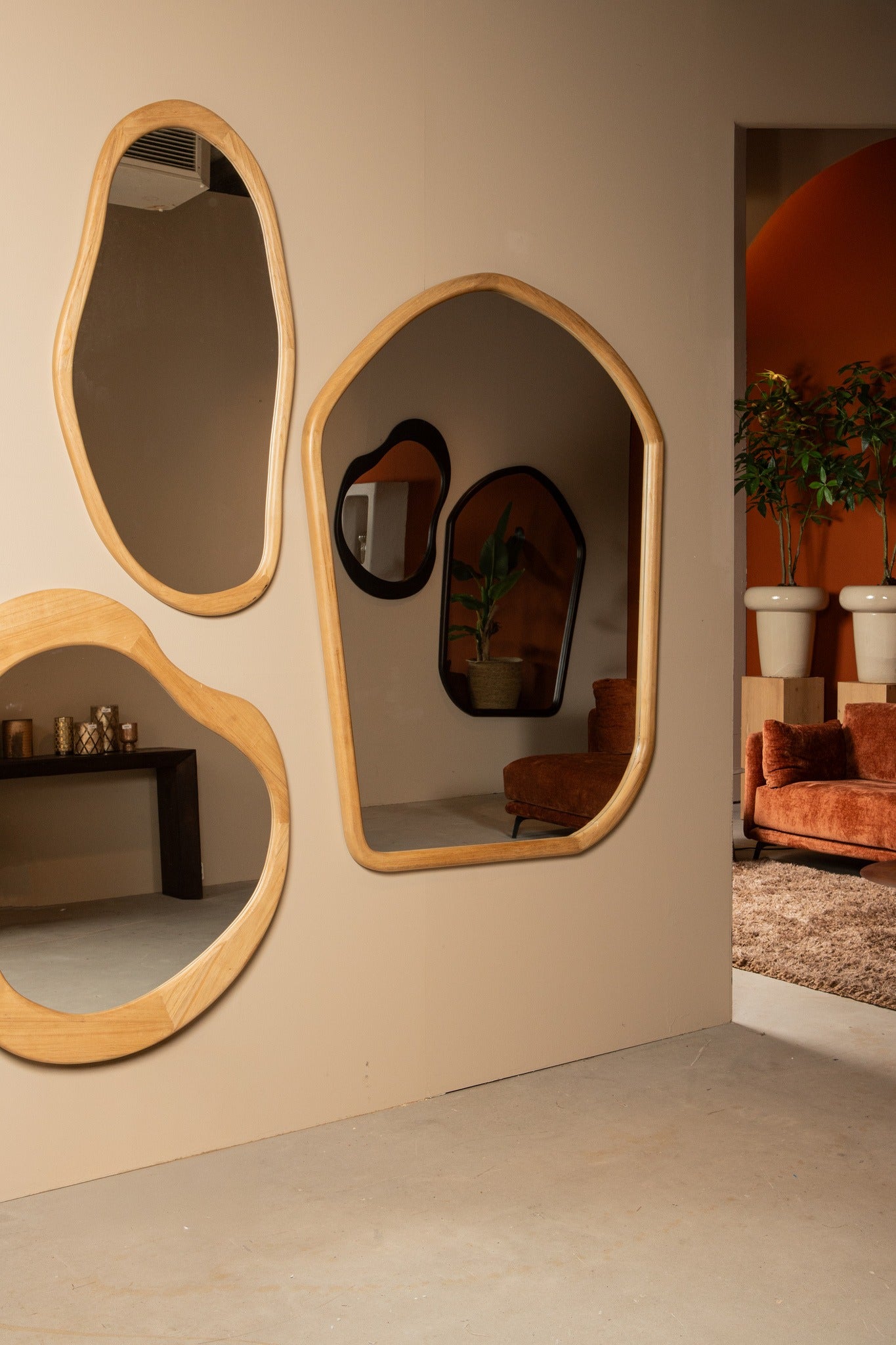 Spiegel Denholm Natural Solid Wood Big Organic 120x4x172cm PTMD