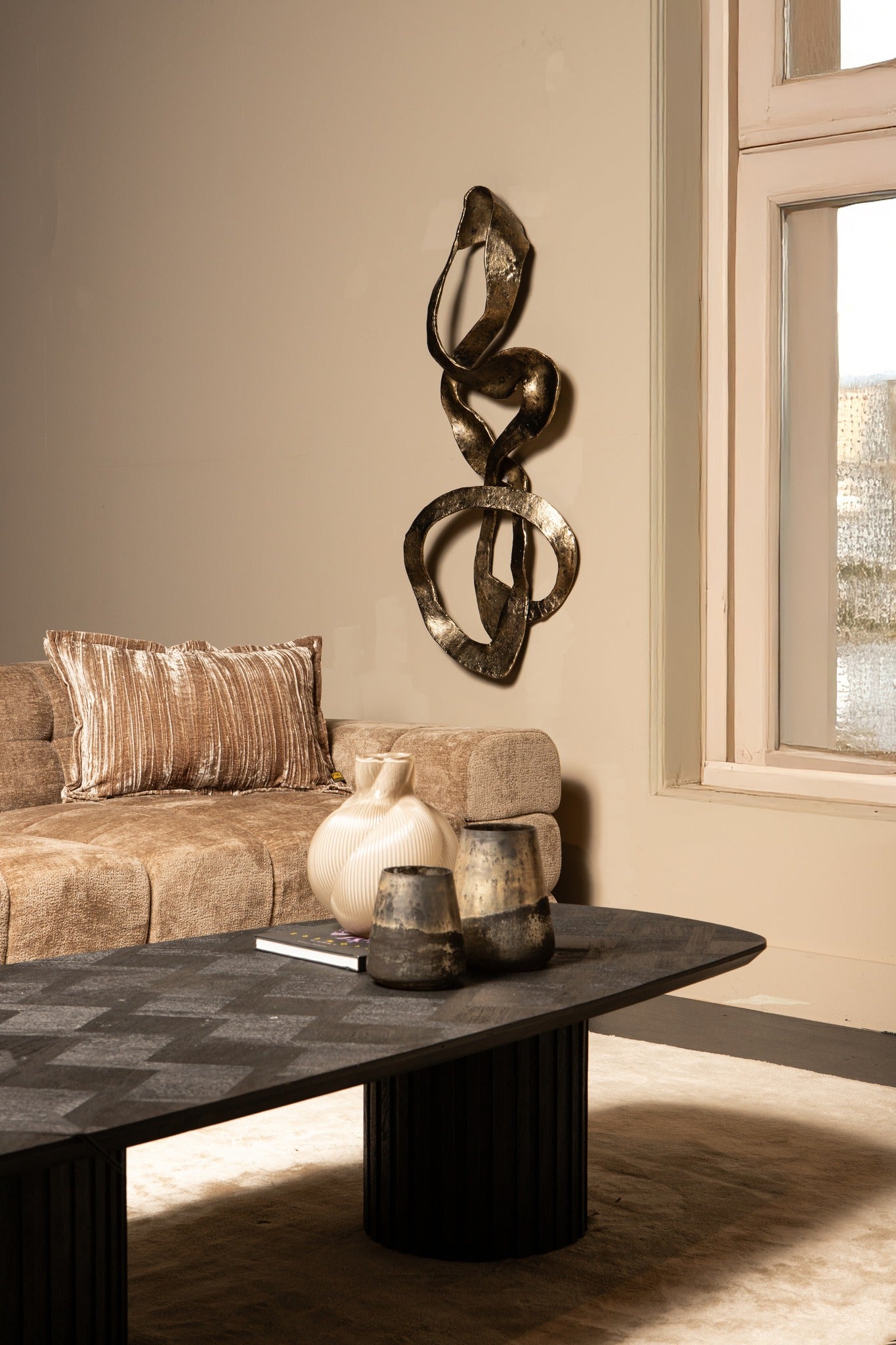 Neven Gold casted alu metaal swirl wall panel L PTMD