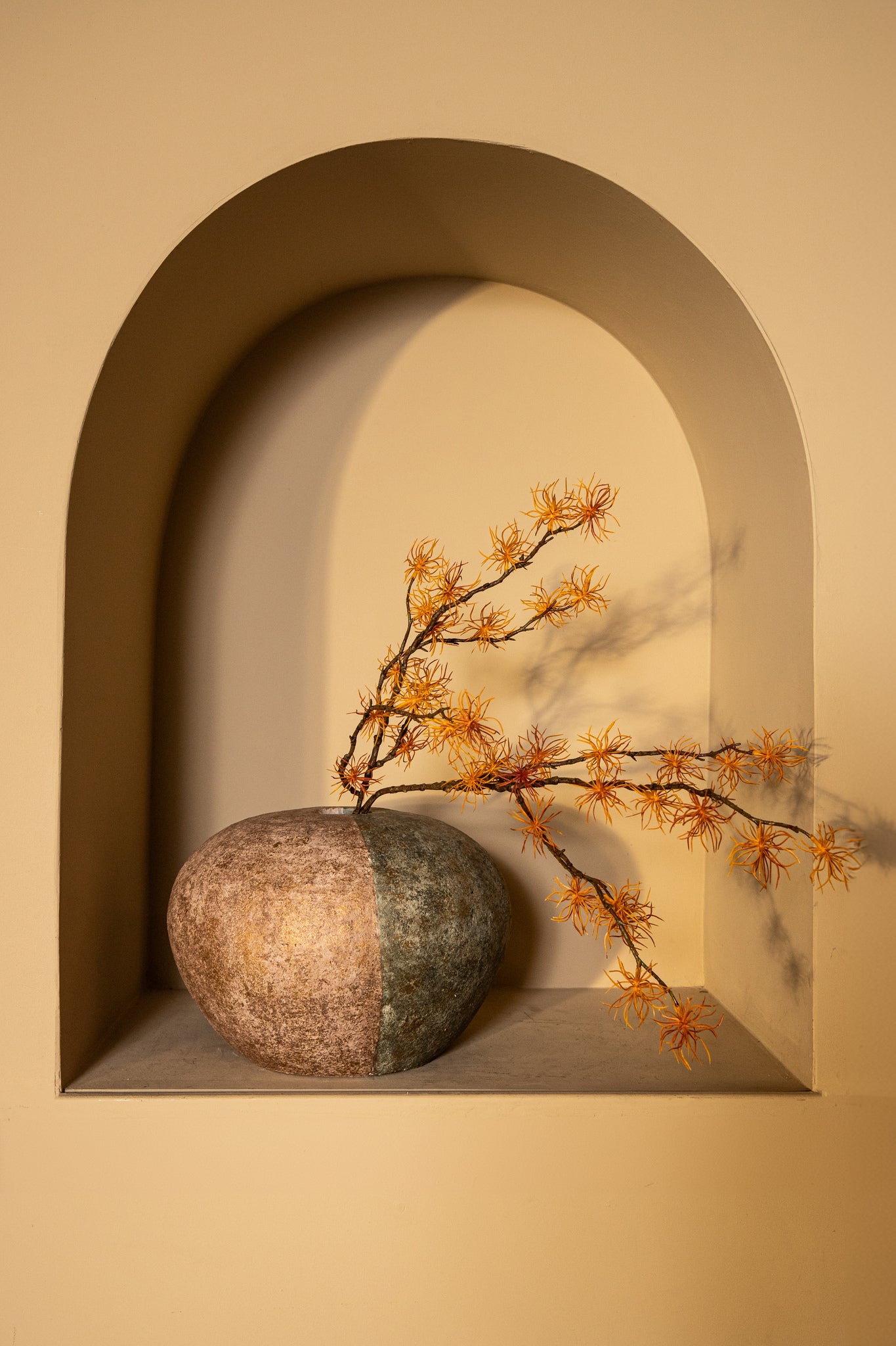 Chareece Cement Vaas Grijs Half Bruin Rond M Ø35xH24cm PTMD