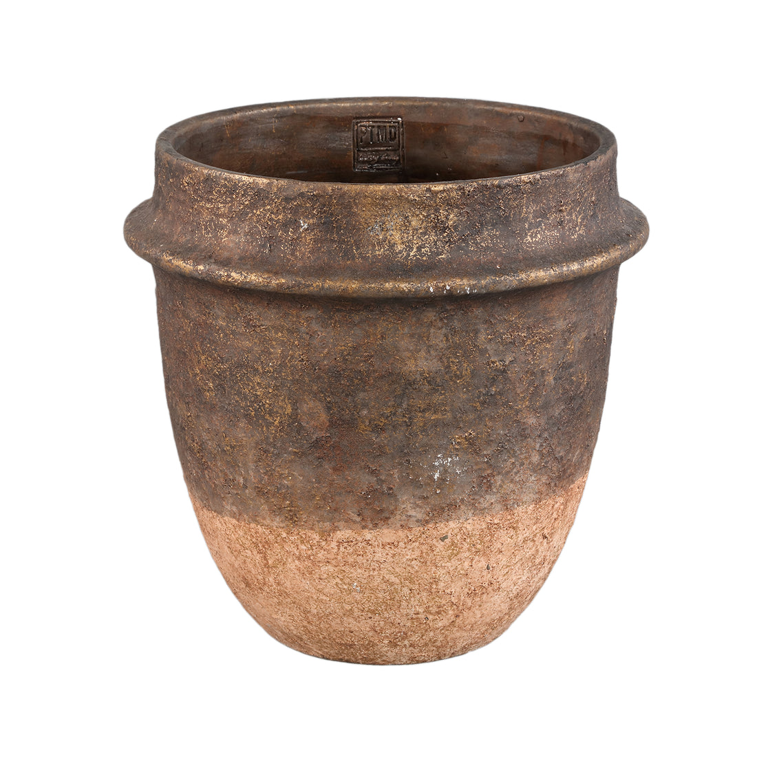 Christenee Grey half brown cement round pot big PTMD