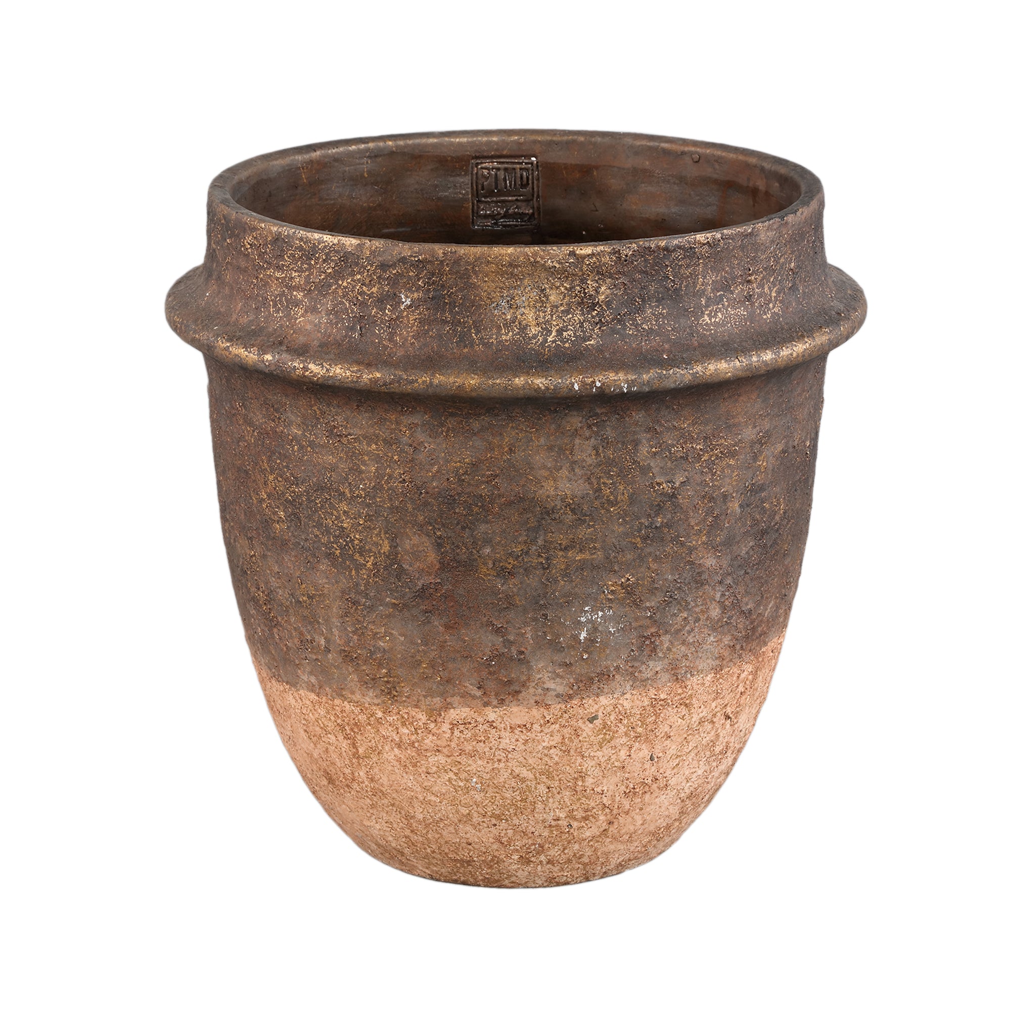 Christenee Grey half brown cement round pot big PTMD
