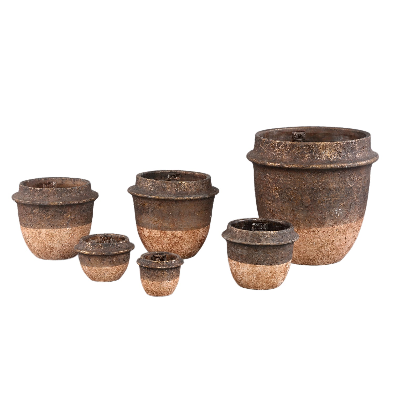 Christenee Grey half brown cement round pot big PTMD