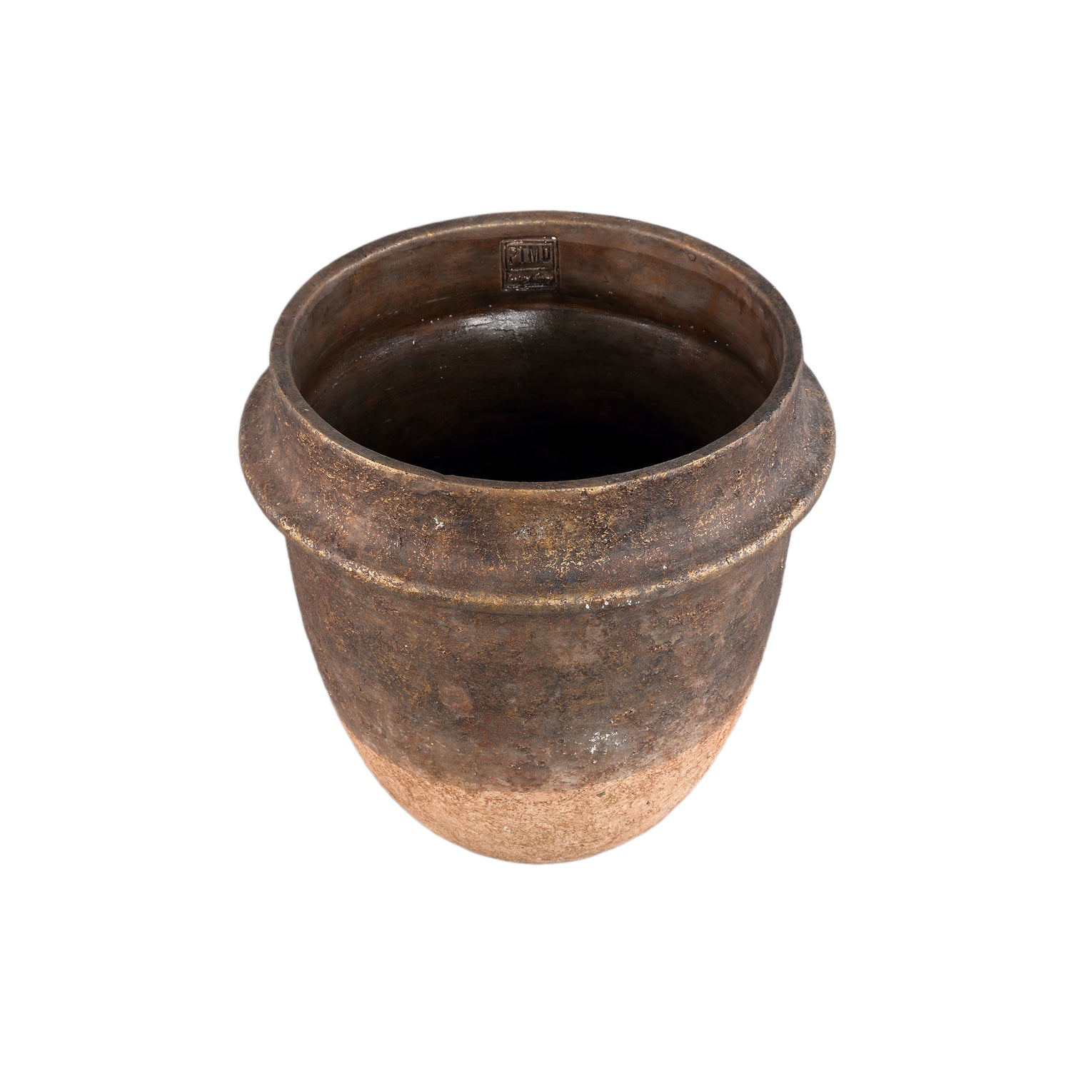 Christenee Grey half brown cement round pot big PTMD