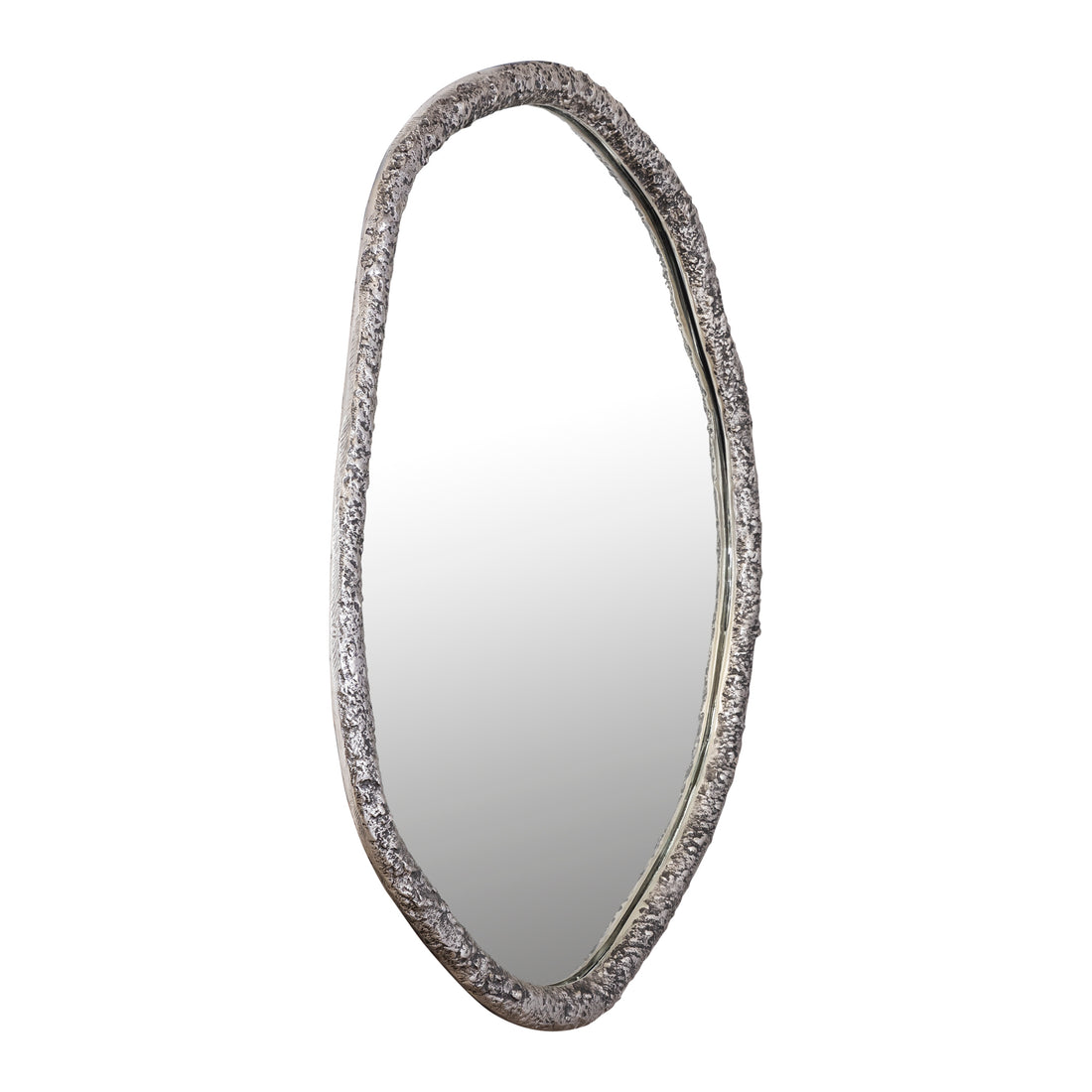 Paislie Nickel Organic Shaped Mirror Round PTMD