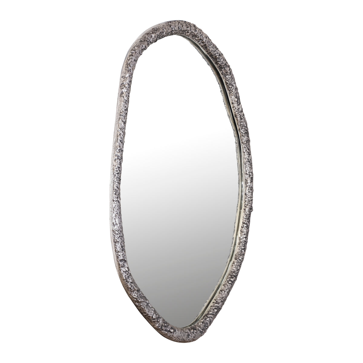 Paislie Nickel Organic Shaped Mirror Round PTMD