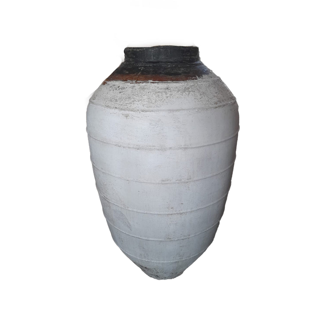 Jinsu White round GRC jar pot with lines big PTMD