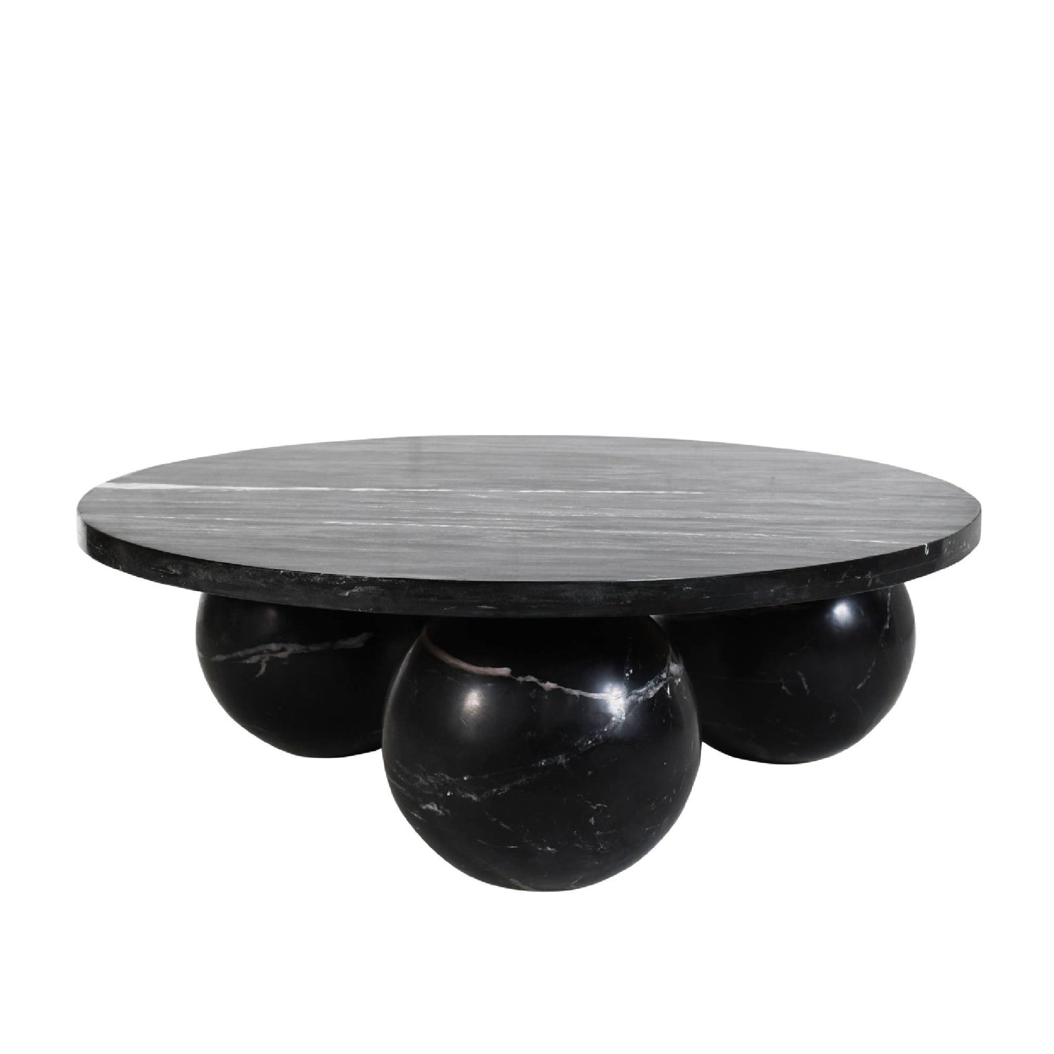 Diro Zwart Marmeren Salontafel Rond met Bolpoten PTMD