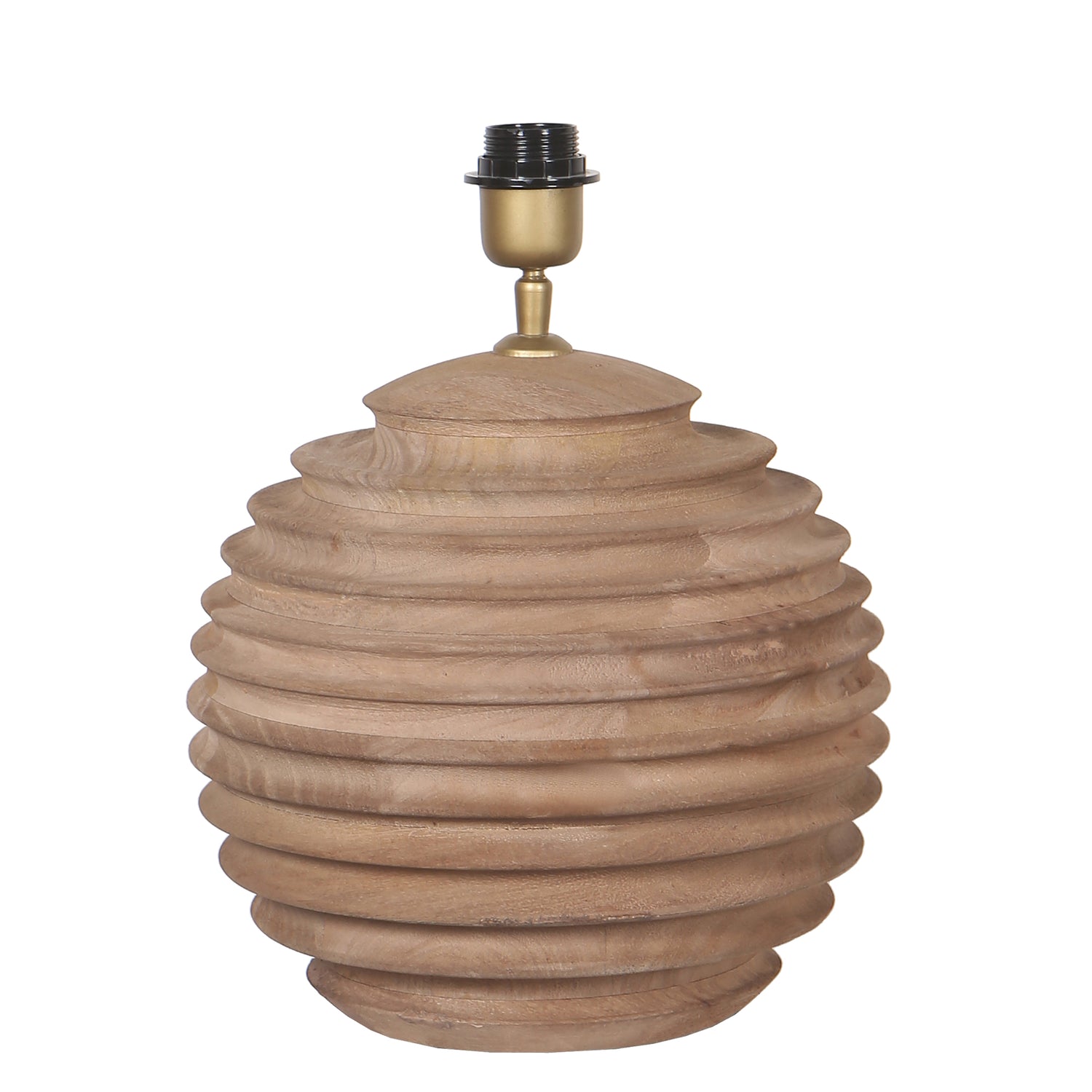Roven Natural mango wood ribbed table lamp base PTMD